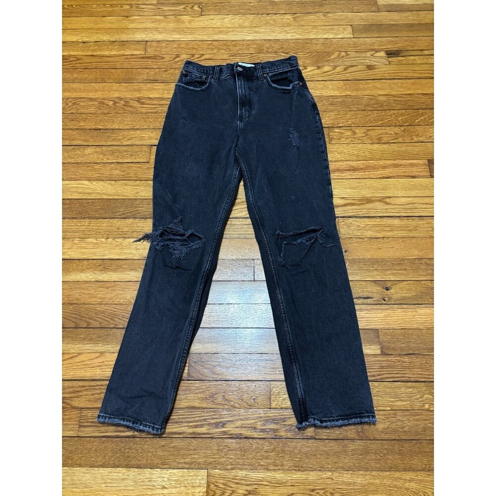 Abercrombie Fitch Womens 90s Straight Ultra High-Rise Jeans Size 6R Black Denim